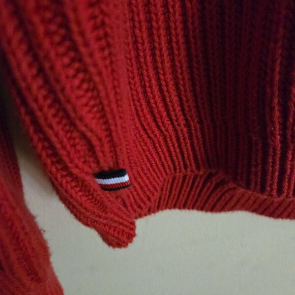 Tommy Hilfiger Patriotic Red White Blue CableKnit Crewneck Sweater Size M - Picture 5 of 6